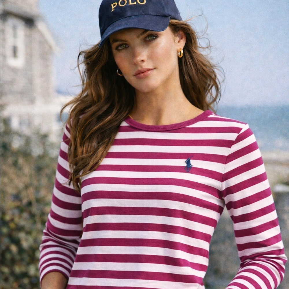 Ralph Lauren Sport ‘90s Vintage Striped Ribbed Long Sleeve Tee‎ Size S - NWOT